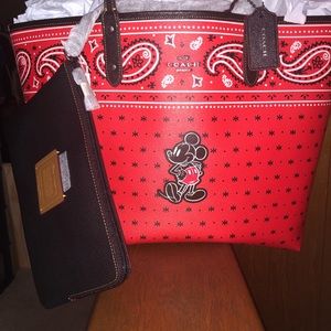 Coach Mickey Mouse bright red tote